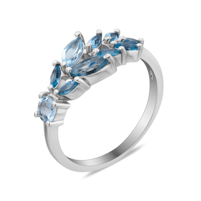 Серебряное кольцо с натуральным скай топазом 222-39