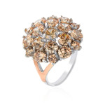 Silver ring with gold inserts and cubic Zirconia Brusnichka-74