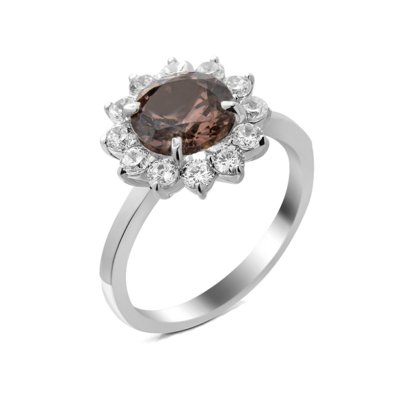 Срібна каблучка з фіанітом Jakarta-7310