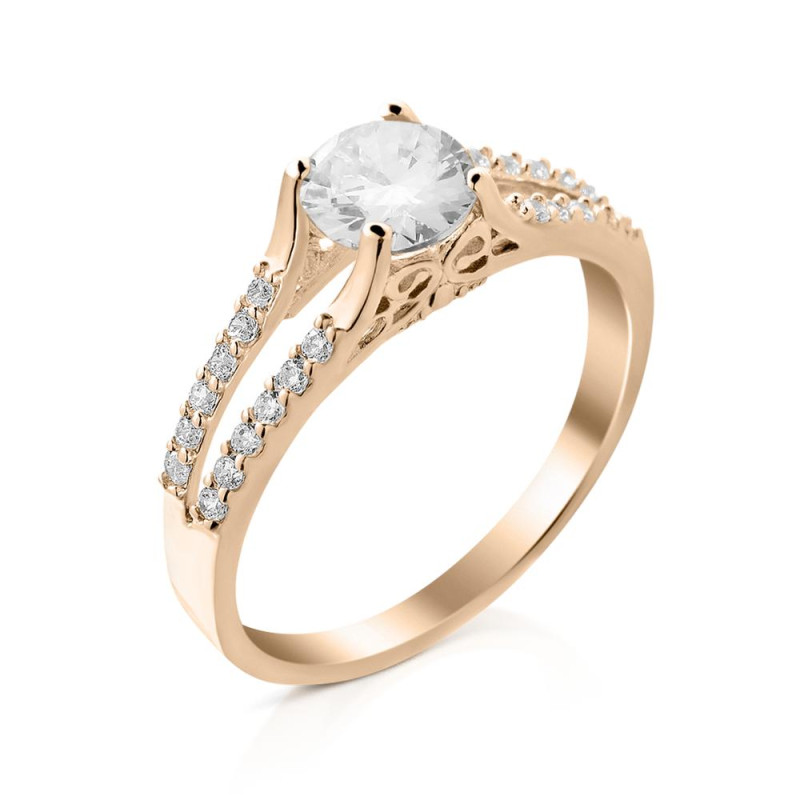 Золотое кольцо с фианитом 019G-10.