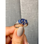 Срібна каблучка з кіанітом та фіанітом 032-3710