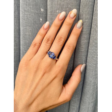 Срібна каблучка з кіанітом та фіанітом 032-3710