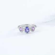 Срібна каблучка з танзанітом та аметистом 075-356210