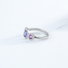 Срібна каблучка з танзанітом та аметистом 075-356210