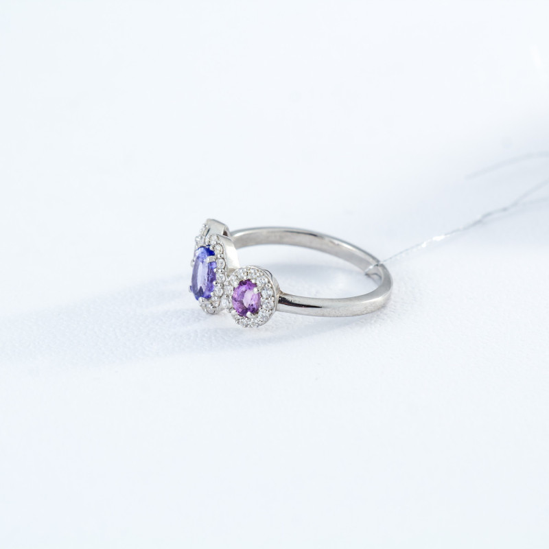 Срібна каблучка з танзанітом та аметистом 075-356210