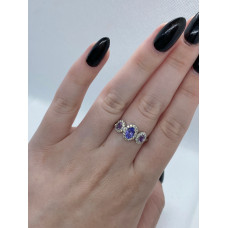 Срібна каблучка з танзанітом та аметистом 075-356210
