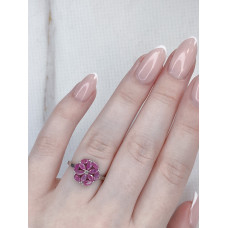 Срібна каблучка з рубіном та фіанітом 148-4410