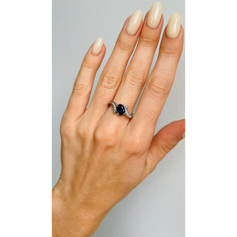 Срібна каблучка з нано сапфіром та фіанітом 221N-3110 