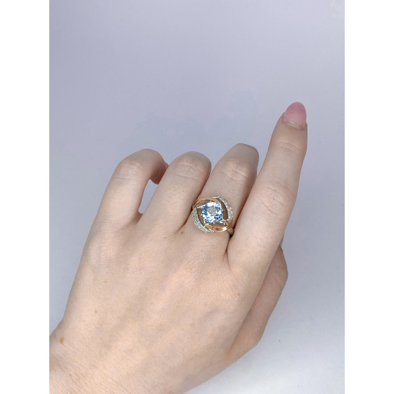 Срібна каблучка з скай топазом та фіанітом Gemma_2-3910 