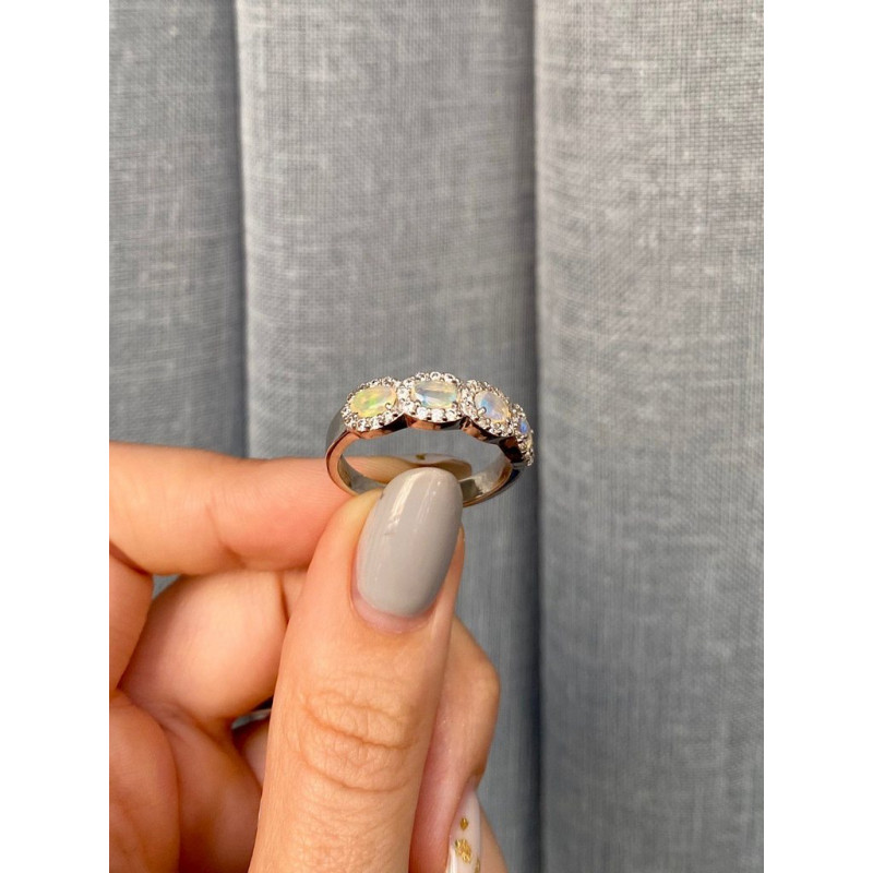 Срібна каблучка з опалом та фіанітом 009-5510