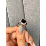 Срібна каблучка з сапфіром та фіанітом 048-3110