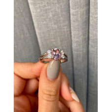 Срібна каблучка з рожевим аметистом та фіанітом 066-6310