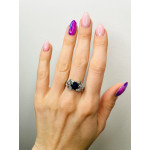 Срібна каблучка з сапфіром та скай топазом 143-313910