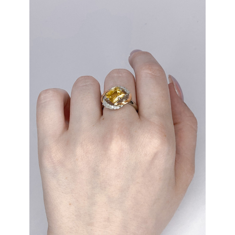 Срібна каблучка з цитрином та фіанітом Gemma_2-5410 