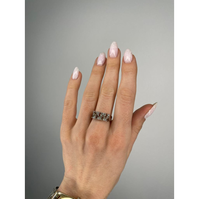 Срібна каблучка з нано султанітом та фіанітом 026N-8210