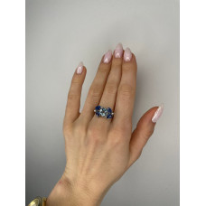 Срібна каблучка з скай топазом та кіанітом 143-393710