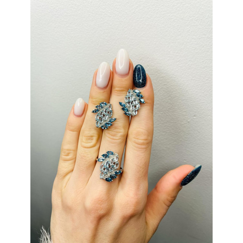 Срібна каблучка з лондон топазом та скай топазом 185-3339 