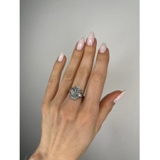 Срібна каблучка з скай топазом та фіанітом 208-3910