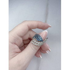 Срібна каблучка з лондон топазом та фіанітом 224-3310