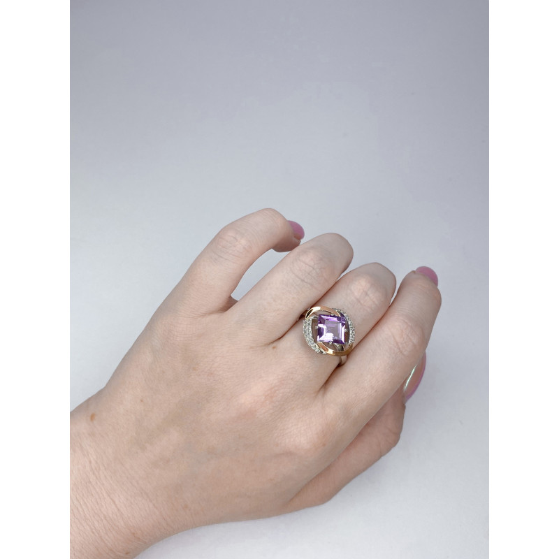 Срібна каблучка з аметистом та фіанітом Gemma_2-6210