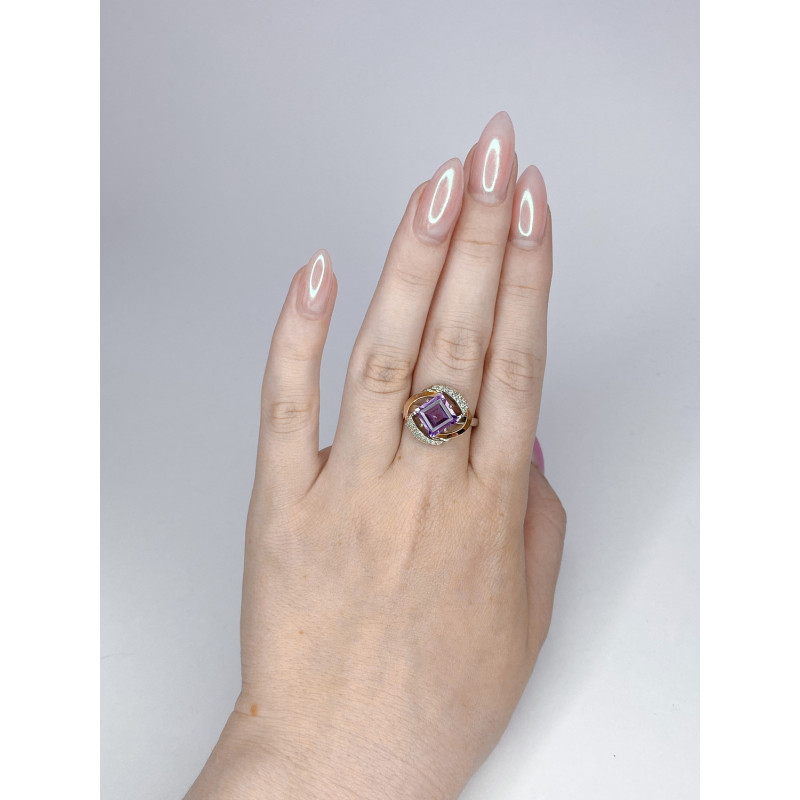 Срібна каблучка з аметистом та фіанітом Gemma_2-6210