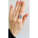 Срібна каблучка з свіс топазом та фіанітом 085-3010