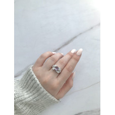 Срібна каблучка з аметистом та фіанітом 143-621010