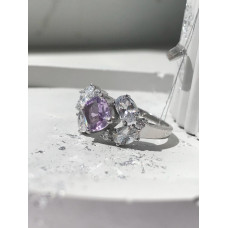 Срібна каблучка з аметистом та фіанітом 143-621010