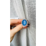 Срібна каблучка з блакитним кварцем та фіанітом 170-3210