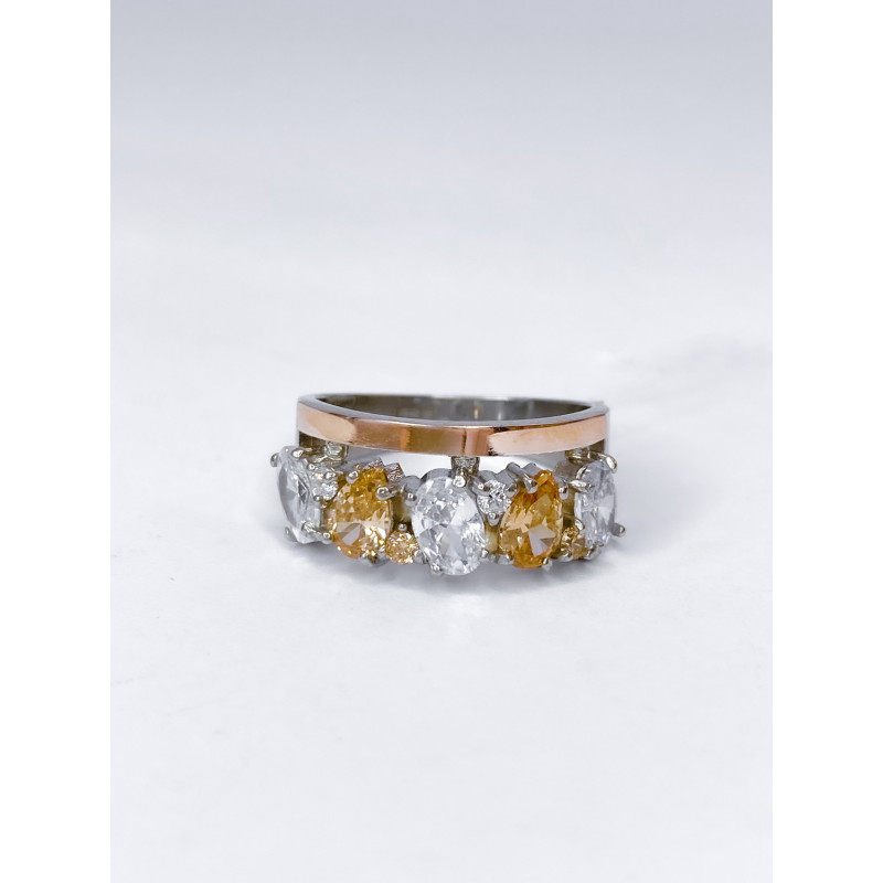 Срібна каблучка з фіанітом Sunshine-7410