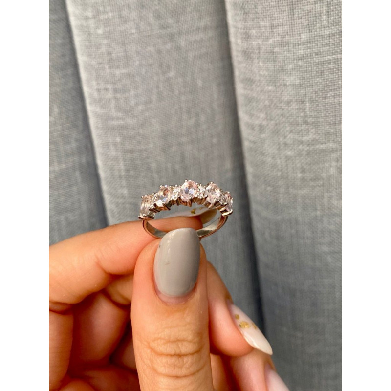 Срібна каблучка з морганітом та фіанітом 030-4510