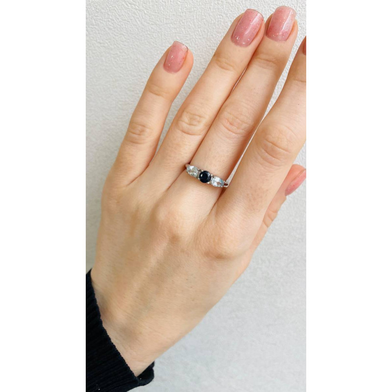 Срібна каблучка з сапфіром та скай топазом 036-3139