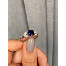 Срібна каблучка з сапфіром та фіанітом 071-3110