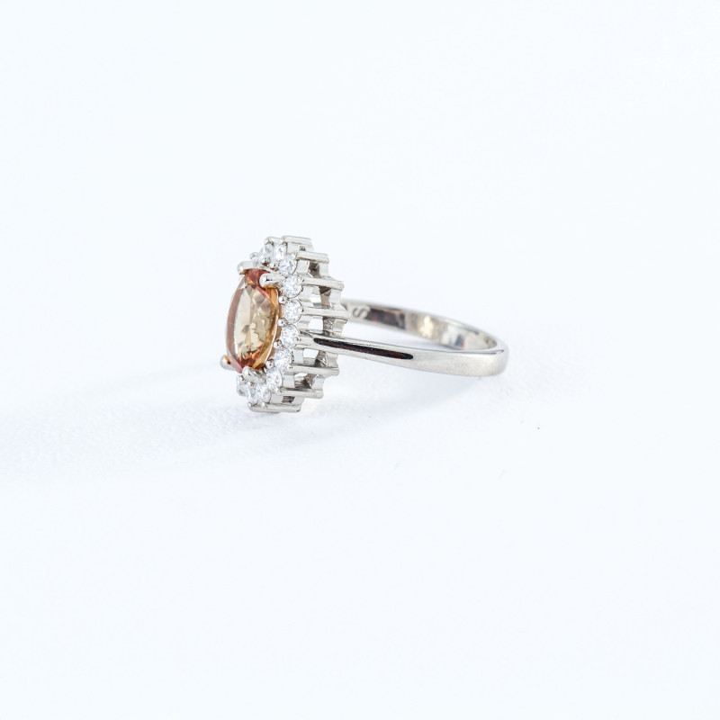 Срібна каблучка з нано султанітом та фіанітом 085N-8210