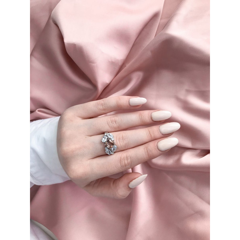 Срібна каблучка з нано султанітом та фіанітом 143N-821010