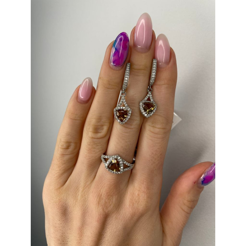 Срібна каблучка з нано султанітом та фіанітом 209N-8210