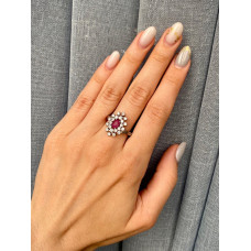 Срібна каблучка з рубіном та фіанітом 010-4410