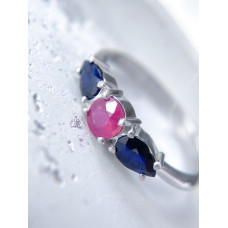 Срібна каблучка з сапфіром та рубіном 036-3144