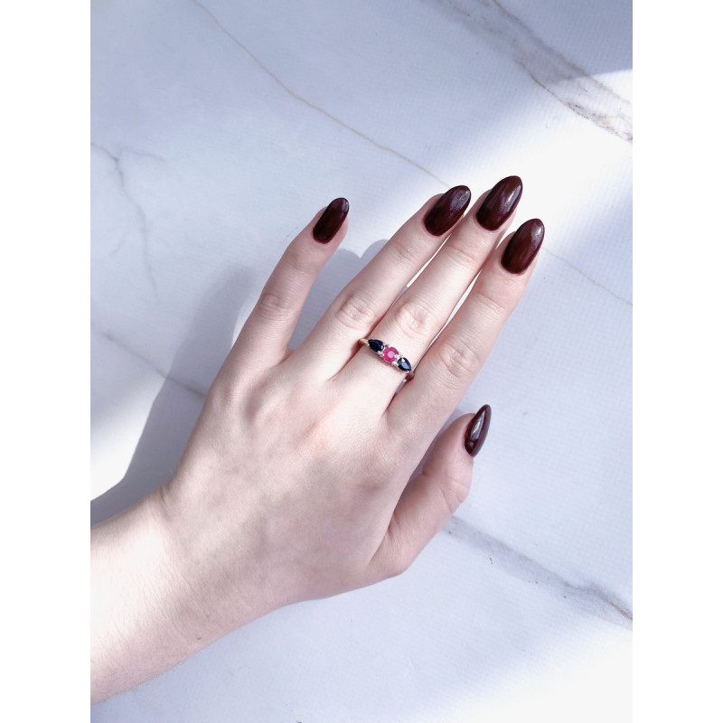 Срібна каблучка з сапфіром та рубіном 036-3144