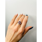 Срібна каблучка з рубіном та фіанітом 085-4410