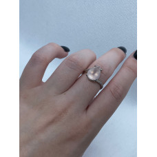 Срібна каблучка з рожевим кварцем та фіанітом 091-4610