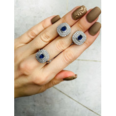 Срібна каблучка з кіанітом та фіанітом 190-3710