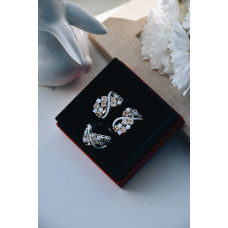 Срібна каблучка з білим нано опалом та фіанітом 217N-5574