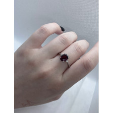 Срібна каблучка з родолітом та фіанітом 018-4210