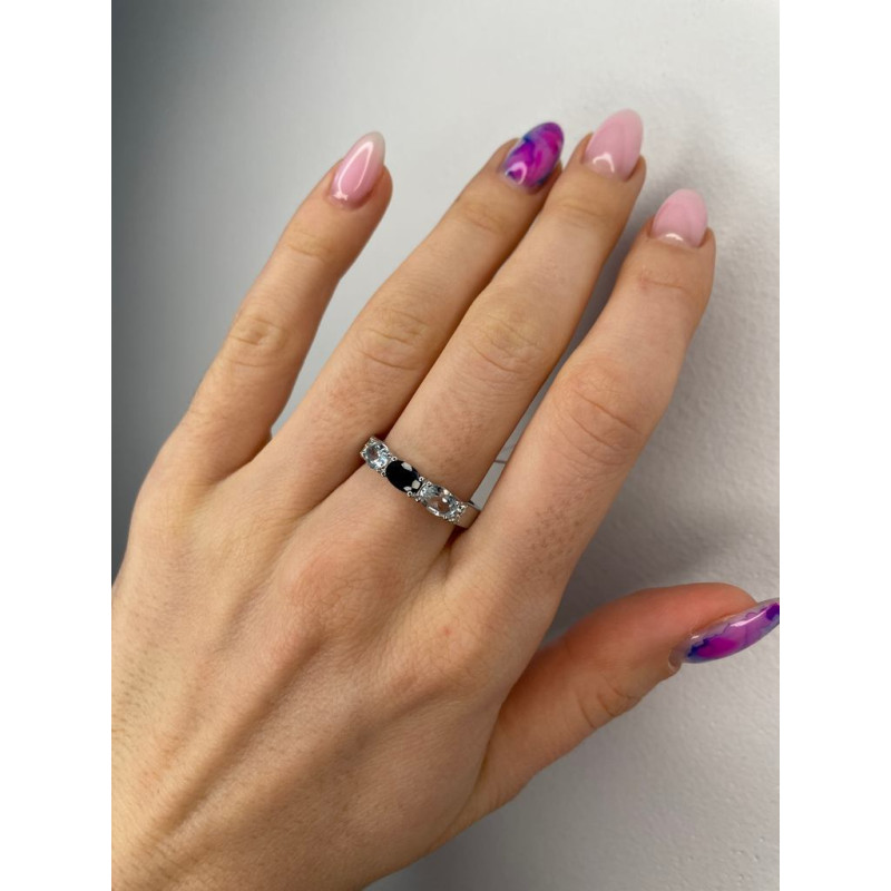 Срібна каблучка з сапфіром та скай топазом 031-313910