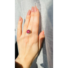 Срібна каблучка з рубіном та фіанітом 134-4410