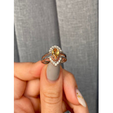 Срібна каблучка з цитрином та фіанітом 004-5410