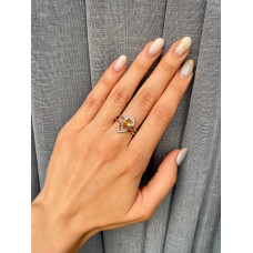 Срібна каблучка з цитрином та фіанітом 004-5410