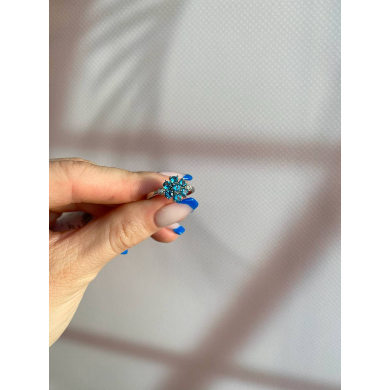 Срібна каблучка з нано турмаліном та фіанітом 061N-6510