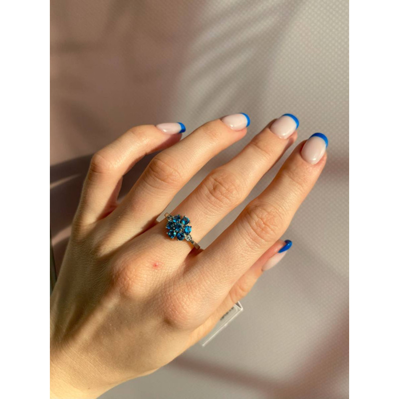 Срібна каблучка з нано турмаліном та фіанітом 061N-6510